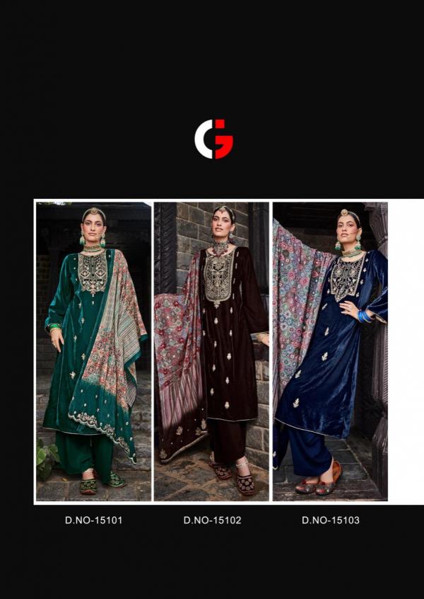 Gull Jee Velvet Queen Embroidery Velvet Designer  Salwar Suits Collection